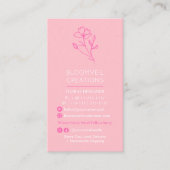 Girly roze minimalistische bloemist foto's qr code visitekaartje (Voorkant)