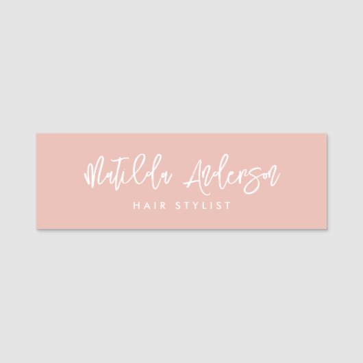 Girly roze modern minimaal elegant script naamplaatje (Voorkant)