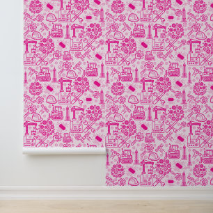 girly roze moderne Architectural Blueprint Enginee Behang