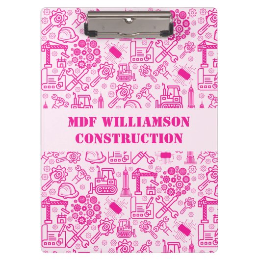 girly roze moderne Architectural Blueprint Enginee Klembord (Voorkant)