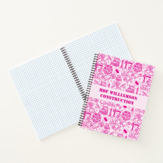 girly roze moderne Architectural Blueprint Enginee Notitieboek (Binnen)