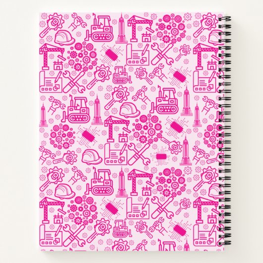 girly roze moderne Architectural Blueprint Enginee Notitieboek (Achterkant)