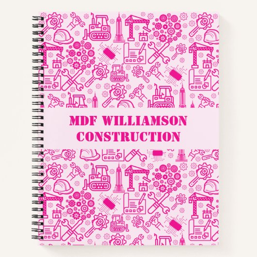 girly roze moderne Architectural Blueprint Enginee Notitieboek (Voorkant)