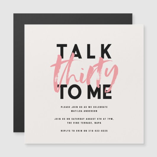 Girly roze moderne minimale typografie 30e (Voorkant / Achterkant)