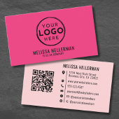 Girly Roze Moderne Minimalistische Logo QR Code Visitekaartje
