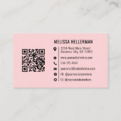 Girly Roze Moderne Minimalistische Logo QR Code Visitekaartje (Achterkant)