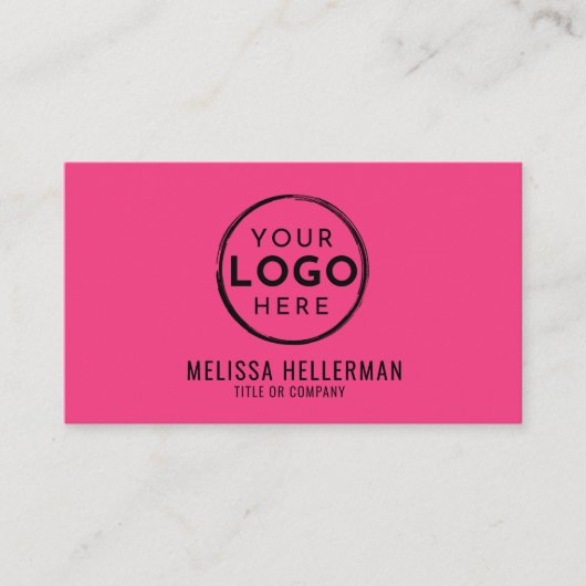 Girly Roze Moderne Minimalistische Logo QR Code Visitekaartje (Voorkant)