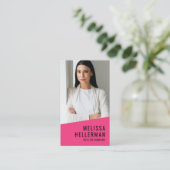 Girly Roze Moderne Minimalistische Logo QR Code Visitekaartje (Staand voorkant)
