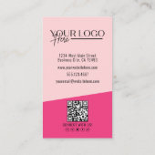 Girly Roze Moderne Minimalistische Logo QR Code Visitekaartje (Achterkant)