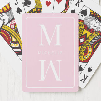 Girly Roze Monogram Minimalistisch Initiaal Modern Pokerkaarten