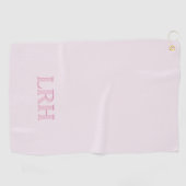 Girly Roze Monogram Schaduwlettertype Eenvoudige I Golfhanddoek (Horizontaal)
