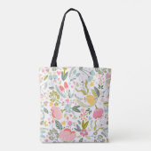 Girly roze monogramme floral tote bag (Achterkant)