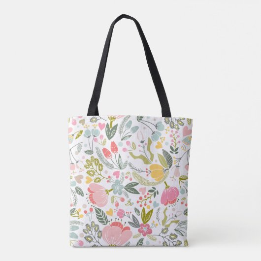 Girly roze monogramme floral tote bag (Achterkant)