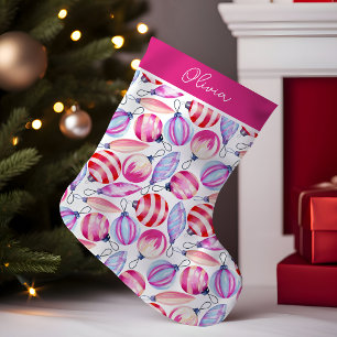 Girly Roze Ornamenten Festieve Fun Persoonlijk Kleine Kerstsok