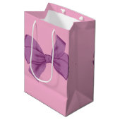 Girly Roze Paarse Boog Baby shower of Verjaardag Medium Cadeauzakje (Voorkant Gekanteld)