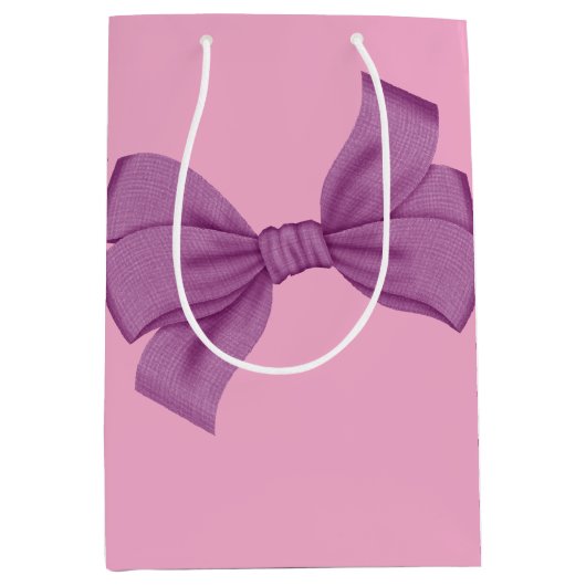 Girly Roze Paarse Boog Baby shower of Verjaardag Medium Cadeauzakje (Voorkant)