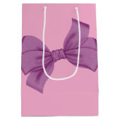 Girly Roze Paarse Boog Baby shower of Verjaardag Medium Cadeauzakje (Achterkant)