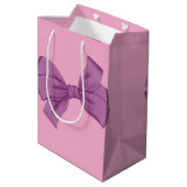 Girly Roze Paarse Boog Baby shower of Verjaardag Medium Cadeauzakje (Achterkant Gekanteld)