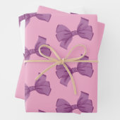 Girly Roze Paarse Boog Verjaardag Inpakpapier Vel (In situ)