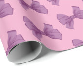 Girly Roze Paarse Bow Baby shower Cadeaupapier (Rol Hoek)