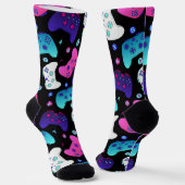 Girly Roze Paarse Cartoon videogame Sokken (Gebogen)