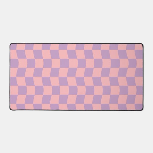 Girly Roze Paarse Wavy Schaakbord Esthetisch Bureaumat (Voorkant)