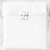 Girly Roze Persoonlijke 21 Ronde Sticker (Tas)