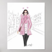 girly roze, printable, mode schets, poster (Voorkant)