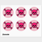 Girly roze Punk schedel Crossbones Ronde Button Sticker (Vel)