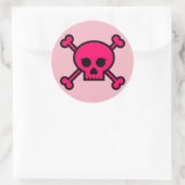 Girly roze Punk schedel Crossbones Ronde Button Sticker (Tas)