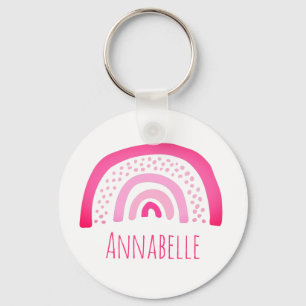 Girly Roze Regenboog Persoonlijk Sleutelhanger