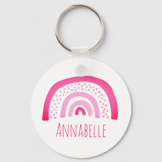 Girly Roze Regenboog Persoonlijk Sleutelhanger (Voorkant)
