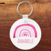 Girly Roze Regenboog Persoonlijk Sleutelhanger (Voorkant)