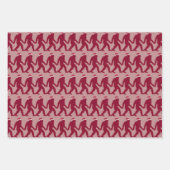 Girly Roze & Rode Bigfoot Kerstman Unieke Kerstmis Inpakpapier Vel (Voorkant 3)
