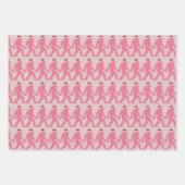 Girly Roze & Rode Bigfoot Kerstman Unieke Kerstmis Inpakpapier Vel (Voorkant)