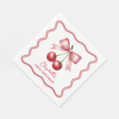 Girly Roze Rode Coquette Cherry Eerste 1e Verjaard Servet (Hoek)