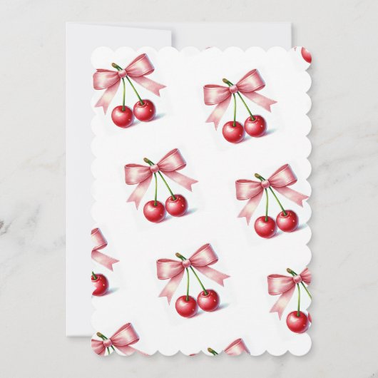 Girly Roze Rode Coquette Cherry Eerste Verjaardag Kaart (Achterkant)