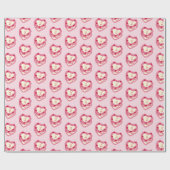 Girly Roze Rode Hart Vormig Verjaardagstaart Cadeaupapier (Vlak)