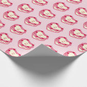 Girly Roze Rode Hart Vormig Verjaardagstaart Cadeaupapier (Hoek)