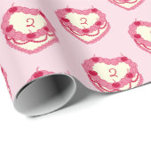 Girly Roze Rode Hart Vormig Verjaardagstaart Cadeaupapier (Rol Hoek)