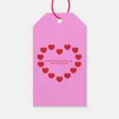 Girly roze rode harten schattig aangepaste Galenti Cadeaulabel (Voorkant)