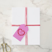 Girly roze rode harten schattig aangepaste Galenti Cadeaulabel (Met Touw)