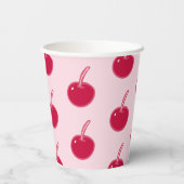 Girly Roze Rode Kersen Verjaardag Papieren Bekers (Achterkant)