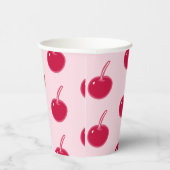 Girly Roze Rode Kersen Verjaardag Papieren Bekers (Rechts)