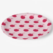 Girly Roze Rode Kersen Verjaardag Papieren Bordje (Gekanteld)