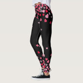Girly roze romantische liefde harten op zwart leggings (Links)