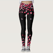 Girly roze romantische liefde harten op zwart leggings (Voorkant)