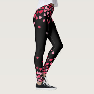 Girly roze romantische liefde harten op zwart leggings