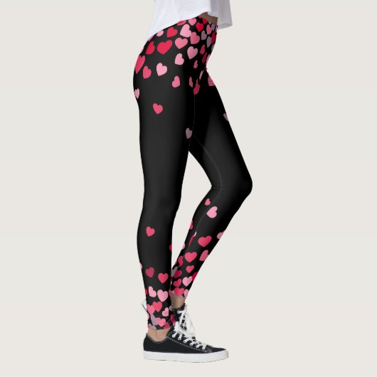 Girly roze romantische liefde harten op zwart leggings (Rechts)