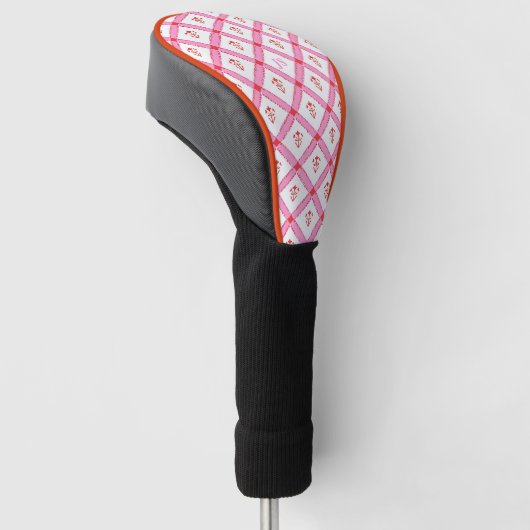 Girly Roze & Rood Patroon met Initialen Golfheadcover (Schuin)